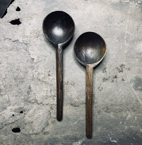 OP211 Set of 3 Ebonised Cherry Wood Ramen Spoons