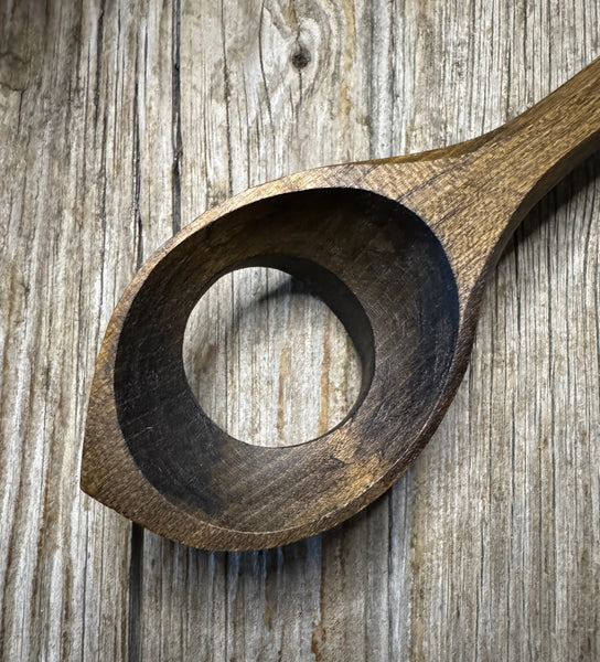 OP0091 large ebonised cherry wood risotto stirring spoon
