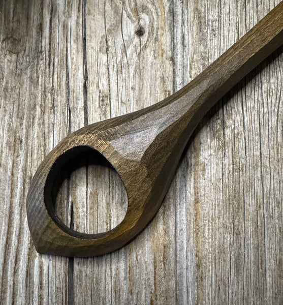 OP0091 large ebonised cherry wood risotto stirring spoon
