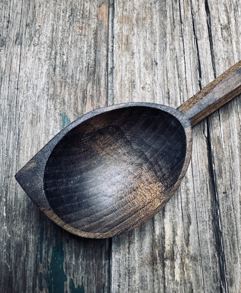 OP308  Ebonised Cherry Pot Scraper Spoon