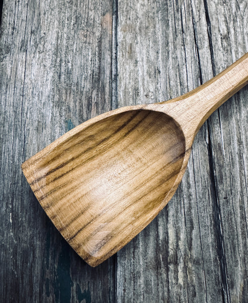 OP310  Flat Top Cherry Cooking Spoon with Painted Handle