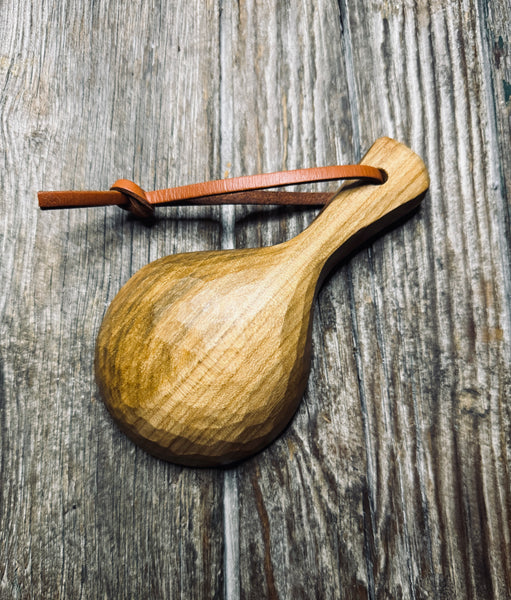 OP208 Large Cherry Wood Scoop with Leather Thong