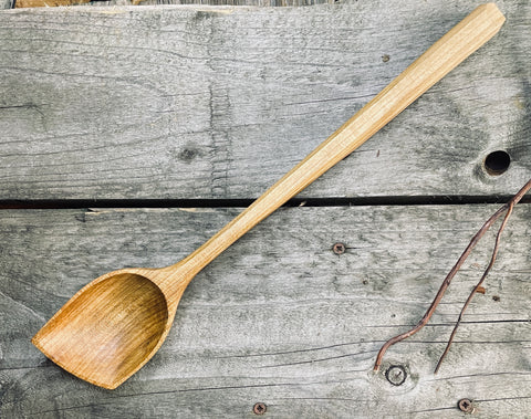 OP0047 Cherry wood flat top serving spoon