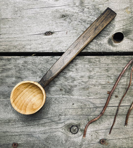 OP0042 Cherry wood coffee scoop with ebonised handle