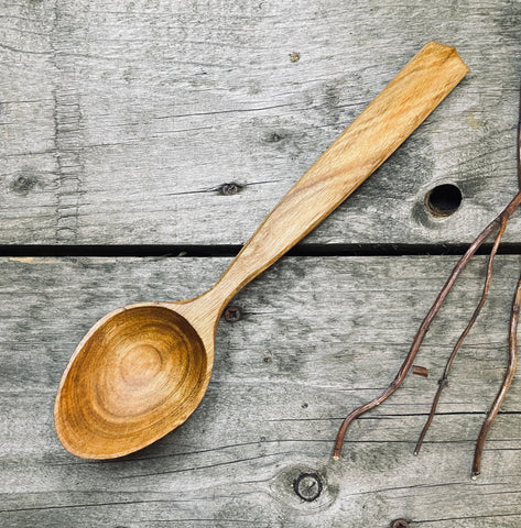 OP0041  Cherry wood serving spoon