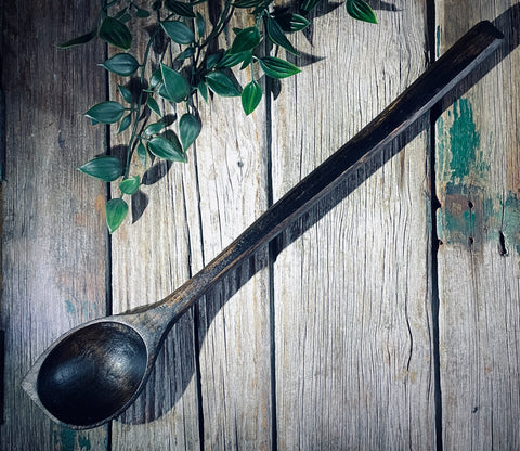 0008 ebonised cherry wood pot scraper spoon