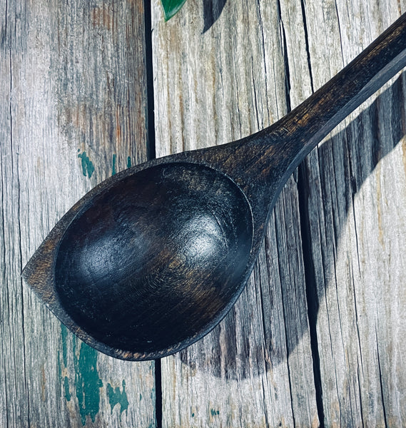 0008 ebonised cherry wood pot scraper spoon