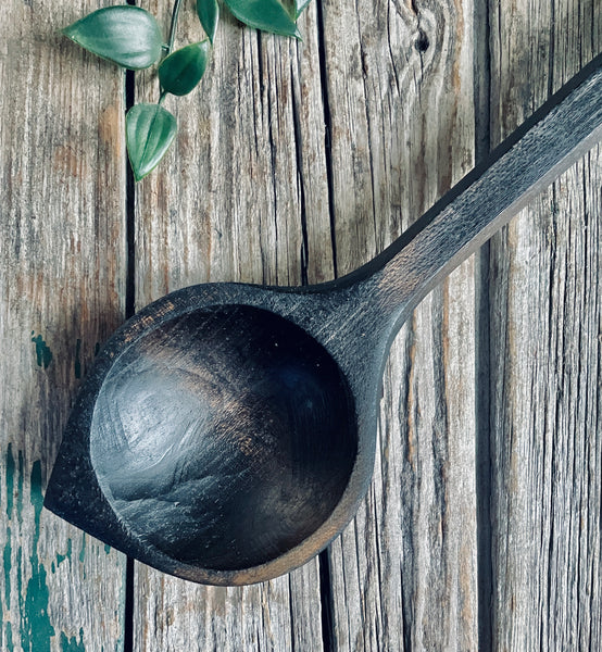 0009 large ebonised cherry wood risotto spoon