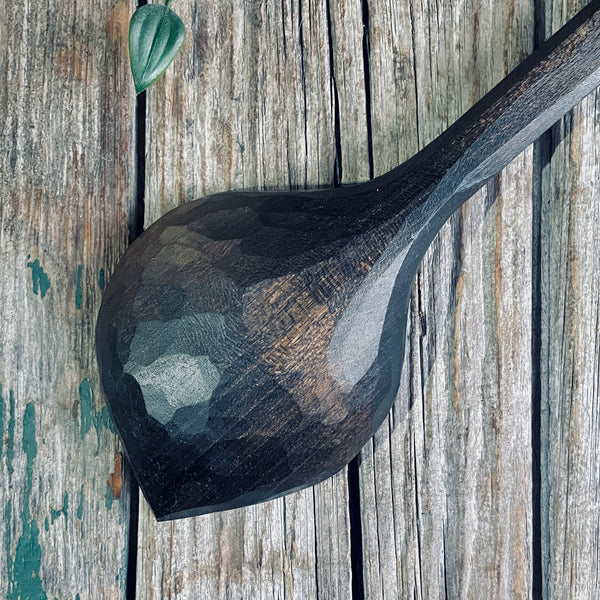 0009 large ebonised cherry wood risotto spoon
