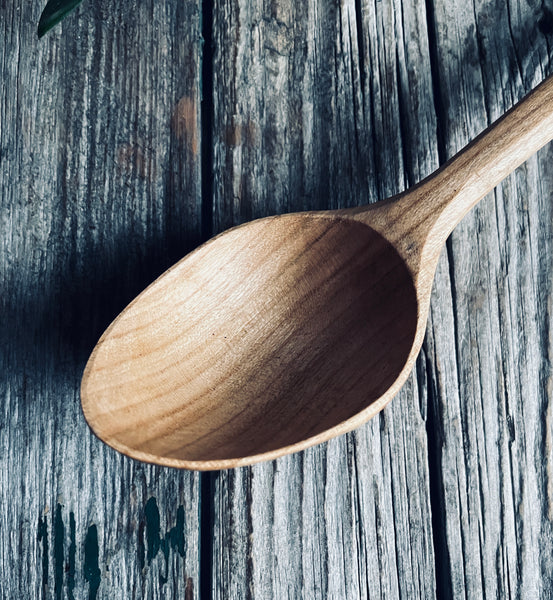 0024 large cherry wood eating spoon