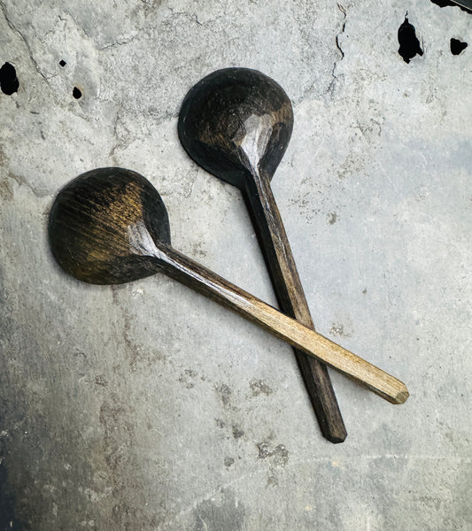 OP211 Set of 3 Ebonised Cherry Wood Ramen Spoons
